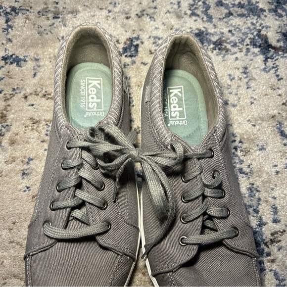 Keds Gray Center II Cotton Slub Lace-Up Sneakers Size 8 - Picture 4 of 10